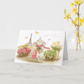 Carte Souris mignonne à Paris (Fleur jaune)