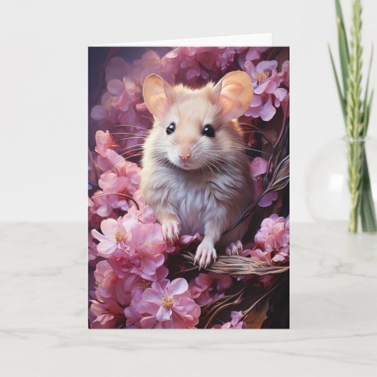 Carte Souris mignonne dans les fleurs Toutes les occasio (Devant)