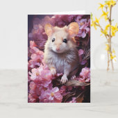 Carte Souris mignonne dans les fleurs Toutes les occasio (Fleur jaune)