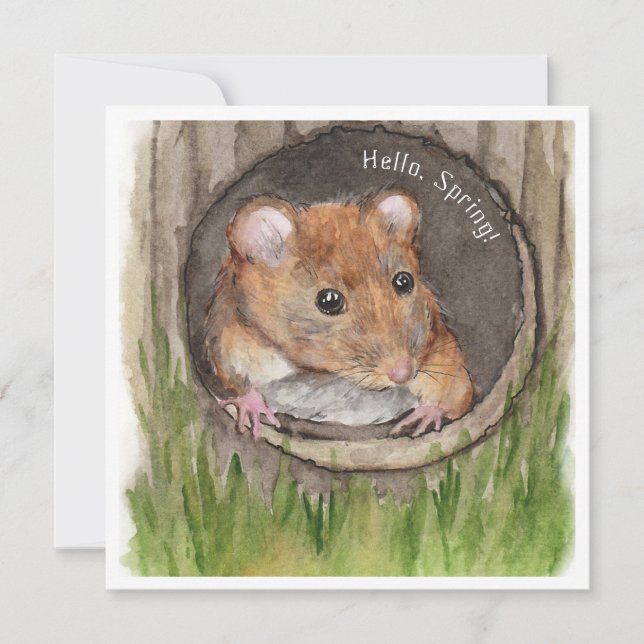 Carte Souris rustique aquarelle (Devant)