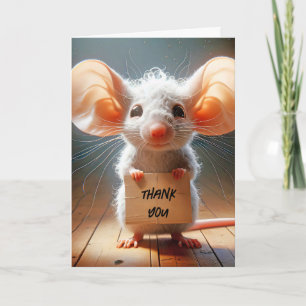 Carte Souris tenant un panneau de carton Merci