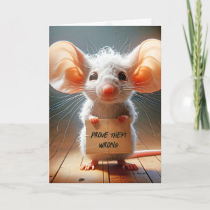 Carte Souris tenant un panneau d'encouragement en carton