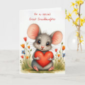 Carte Souris Valentine pour la grande petite-fille (Fleur jaune)