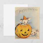 Carte Souris Vintage Halloween en Citrouille (Devant / Derrière)
