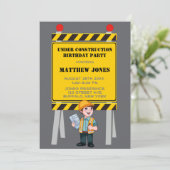 Carte Sous Construction Builder fête d'anniversaire (Debout devant)