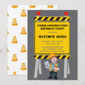 Carte Sous Construction Builder fête d'anniversaire (Devant / Derrière)