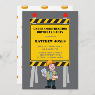 Carte Sous Construction Builder fête d'anniversaire