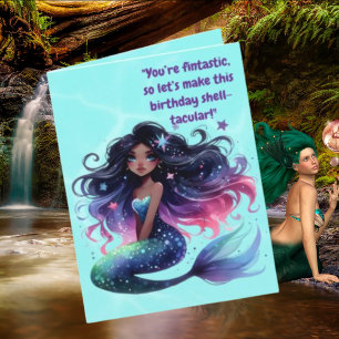 Carte Sous la mer Sirène photo voeux d'anniversaire