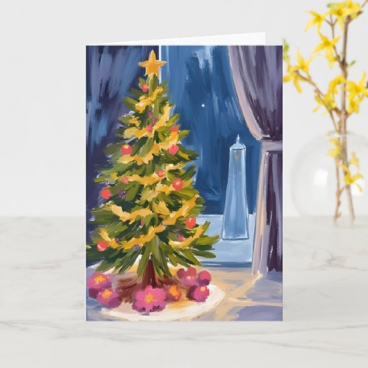 Carte Sous l'arbre de Noël (Fleur jaune)