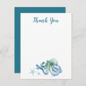 Carte Sous le Merci de pieuvre bleu marine (Devant / Derrière)