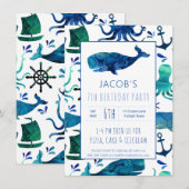 Carte Sous l'eau de la mer Anniversaire de enfant de bal (Devant / Derrière)