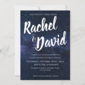 Carte Sous les étoiles Mariage de typographie du ciel bl (Devant)