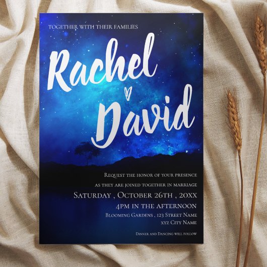 Carte Sous les étoiles Mariage de typographie du ciel de