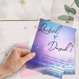 Carte Sous les étoiles violet rose Mariage de la typogra