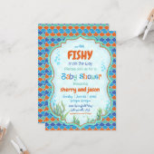 Carte Sous L'Invitation Du Baby shower Du Poisson De Mer (Devant/Arrière en situation)