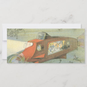 Carte Sous-marin de vapeur de science-fiction vintage en