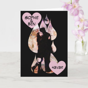 Carte Sous parapluie : Couple romantique s'embrassant so