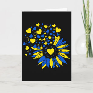 Carte Soutenir l'Ukraine Tournesol Drapeau Ukrainien Cœu