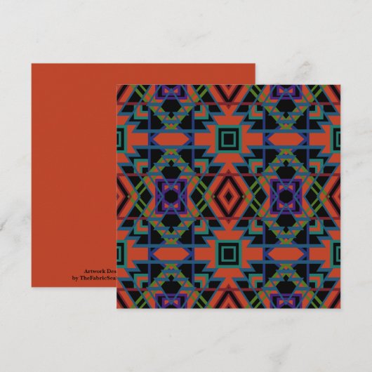 Carte Southwestern Symmetrical Tiled Pattern Line Art (Devant / Derrière)