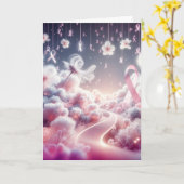 Carte Soutien Ruban Rose Cancer du Sein (Fleur jaune)