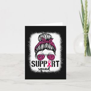 Carte Soutien Squad Messy Bun Pink Warrior Cancer du sei
