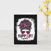 Carte Soutien Squad Messy Bun Pink Warrior Cancer du sei (Fleur jaune)