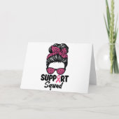 Carte Soutien Squad Messy Bun Pink Warrior Cancer du sei (Devant)