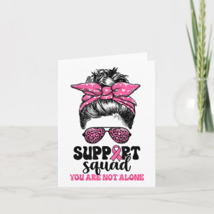 Carte Soutien Squad Messy Bun Pink Warrior Cancer du sei