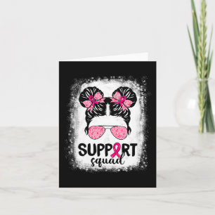 Carte Soutien Squad Messy Bun Pink Warrior Cancer du sei