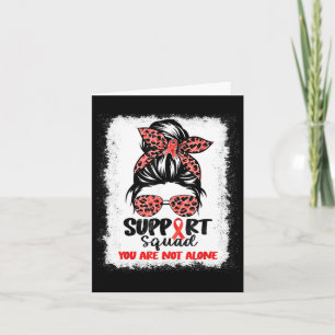 Carte Soutien Squad Messy Bun Rouge Guerrier Cancer du S