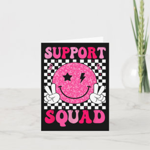 Carte Soutien Squad Ruban rose Sourire Visage Cancer du