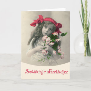 Carte Souvenir affectif tueux Vintage French Card