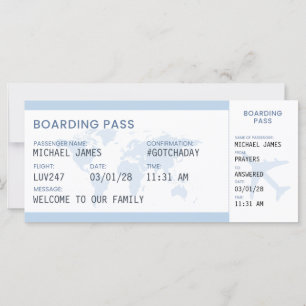 Carte souvenir de billet d'embarquement d'adoption