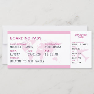 Carte souvenir de billet d'embarquement pour l'ado