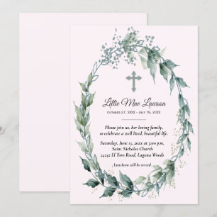 Carte Souvenir des funérailles florales en couronne rose