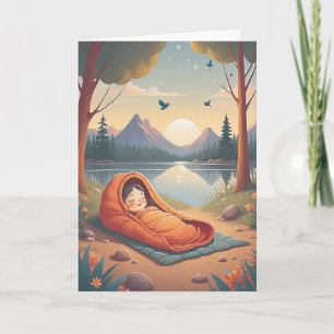 Carte Souvenirs d'anniversaire autour d'un feu de camp