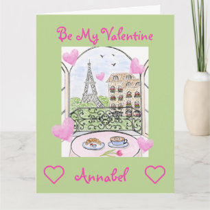 Carte Soyeux Saint-Valentin Aquarelle Paris Tour Eiffel