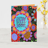 Carte Soyez bien Bientôt brillant et gai (Fleur jaune)