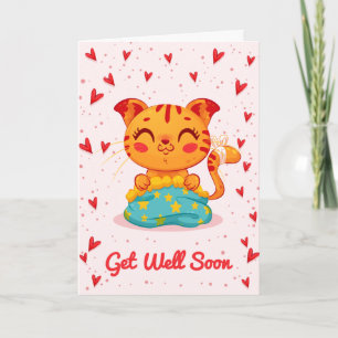 Carte Soyez Bien Bientôt Cute Kitty Salutation