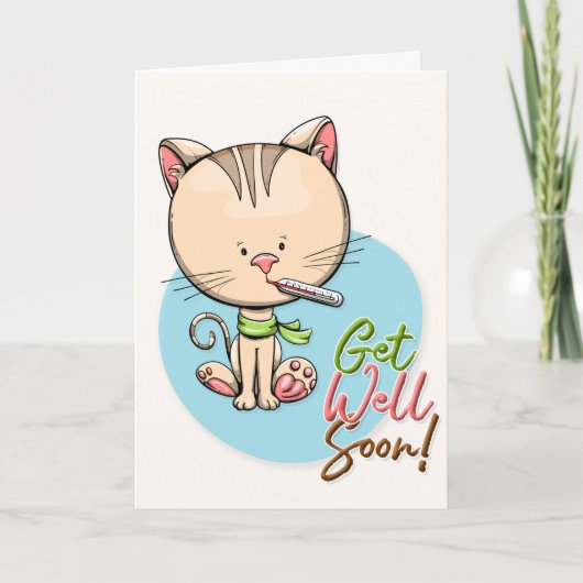 Carte Soyez Bien Bientôt Cute Kitty Salutation (Devant)