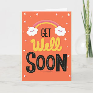 Carte Soyez Bien Bientôt De Mignons Nuages Typographie S