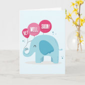 Carte Soyez Bien Bientôt Jote Blue Elephant Salutation (Fleur jaune)