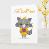 Carte Soyez Bien Bientôt Jote Cartoon Racoon Salutation (Fleur jaune)