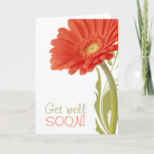 Carte Soyez Bien Bientôt Orange Gerbera Daisy Blank à l'