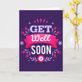 Carte Soyez Bien Bientôt Typographie Violet Salutation (Fleur jaune)