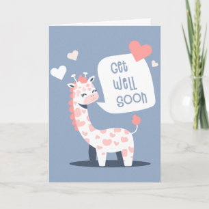 Carte Soyez bien Bientôt White Cartoon Giraffe Salutatio