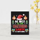 Carte Soyez Gentil Avec La Serveuse Père Noël Qui Regard (Fleur jaune)