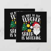 Carte Soyez gentil avec le professeur Santa regarde Prof (Devant / Derrière)