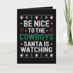 Carte Soyez gentils avec les cow-boys, le Père Noël rega