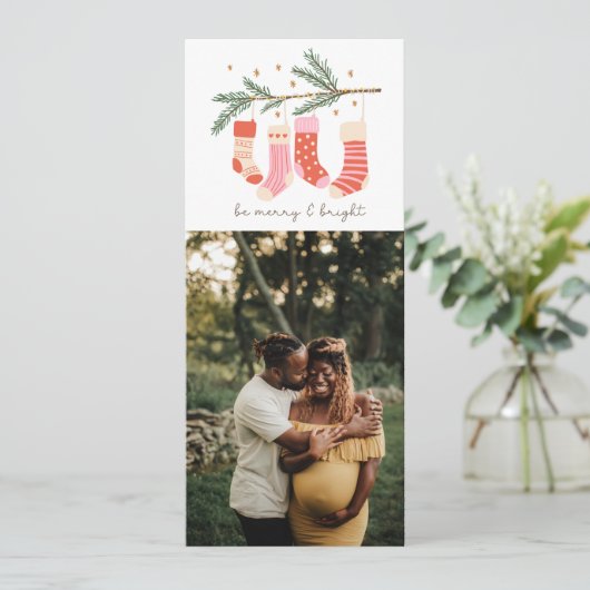Carte Soyez Joyeux et brillant Noël Vertical 2 Photo (Debout devant)